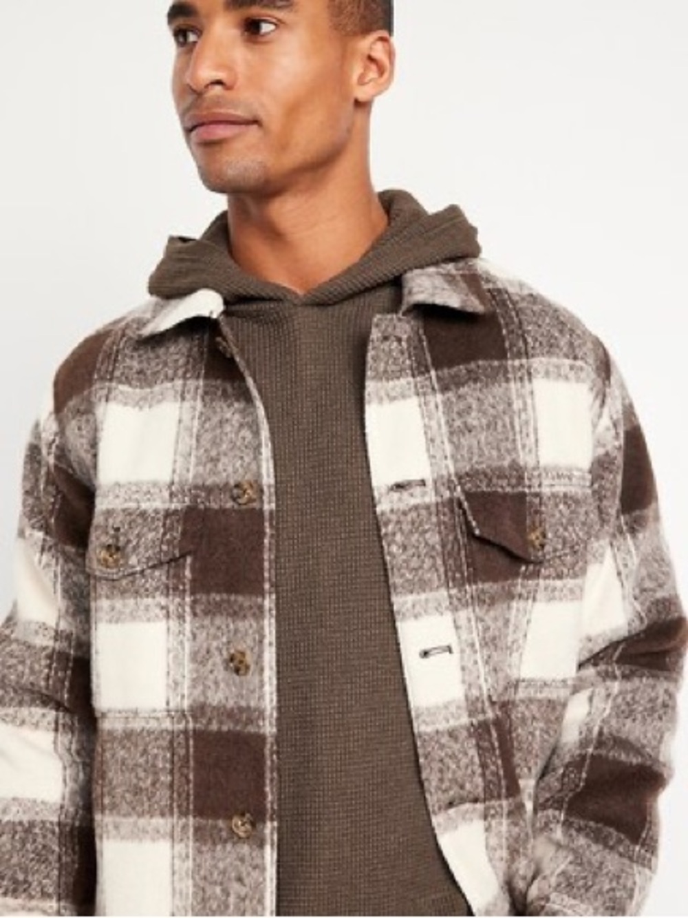 Men’s Brown & Cream Plaid Shacket